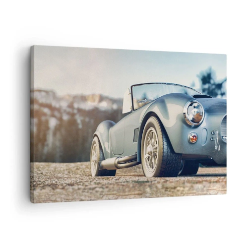 Schilderen op canvas - Klassieke cabriolet in een pittoreske omgeving - 70x50cm - Omdat stijl ertoe doet - Moderne wanddecoratie voor woonkamer en slaapkamer ARTTOR