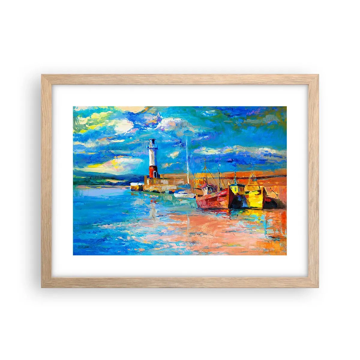 Een poster in een licht eiken lijst - Een middag in de regenboogbaai - 40x30 cm