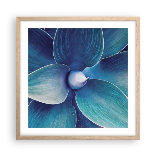 Een poster in een licht eiken lijst - Blauw uit de lucht - 50x50 cm
