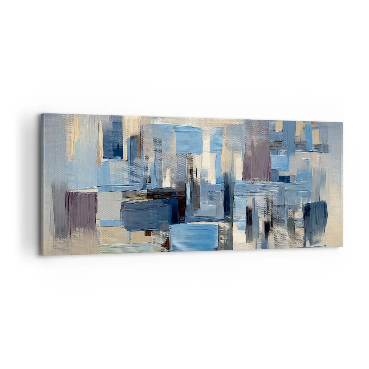 Schilderen op canvas - Blauwe constructie - 100x40 cm