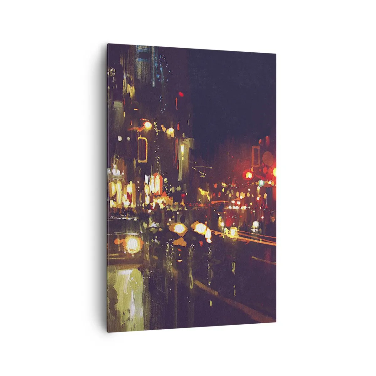 Schilderen op canvas - Ondergedompeld in de lichten van de nacht - 80x120 cm