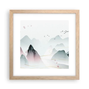 Een poster in een licht eiken lijst - Over de toppen - 30x30 cm