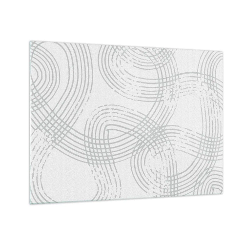 Schilderen op glas - Abstracte gebogen lijnen in grijstinten op wit - 70x50cm - Er is geen rechte weg - Moderne wanddecoratie voor woonkamer en slaapkamer ARTTOR