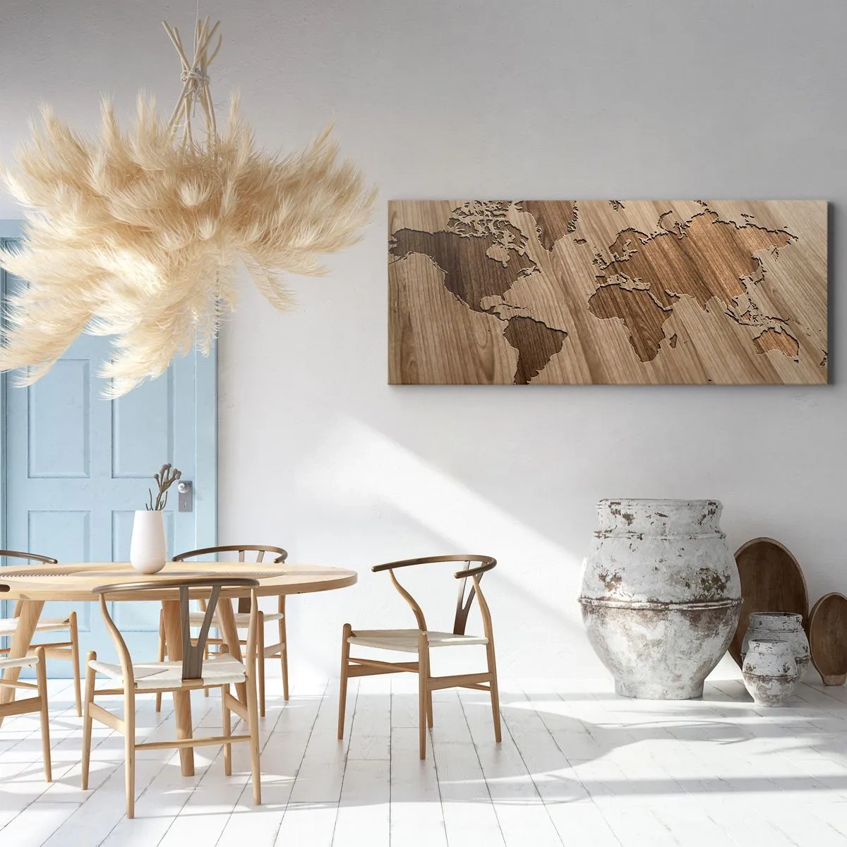 Schilderen op canvas - De wereld ligt op tafel - 140x50 cm