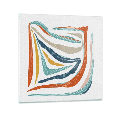 Schilderen op glas - Abstractie met een vriendelijke glimlach - 70x70 cm