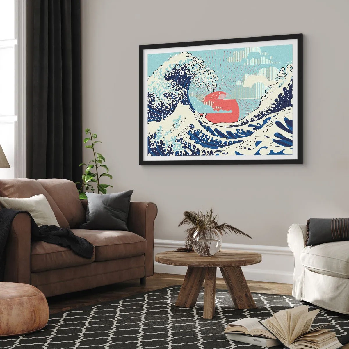 Poster in een zwarte lijst - Van Japanse inspiratie - 50x40 cm