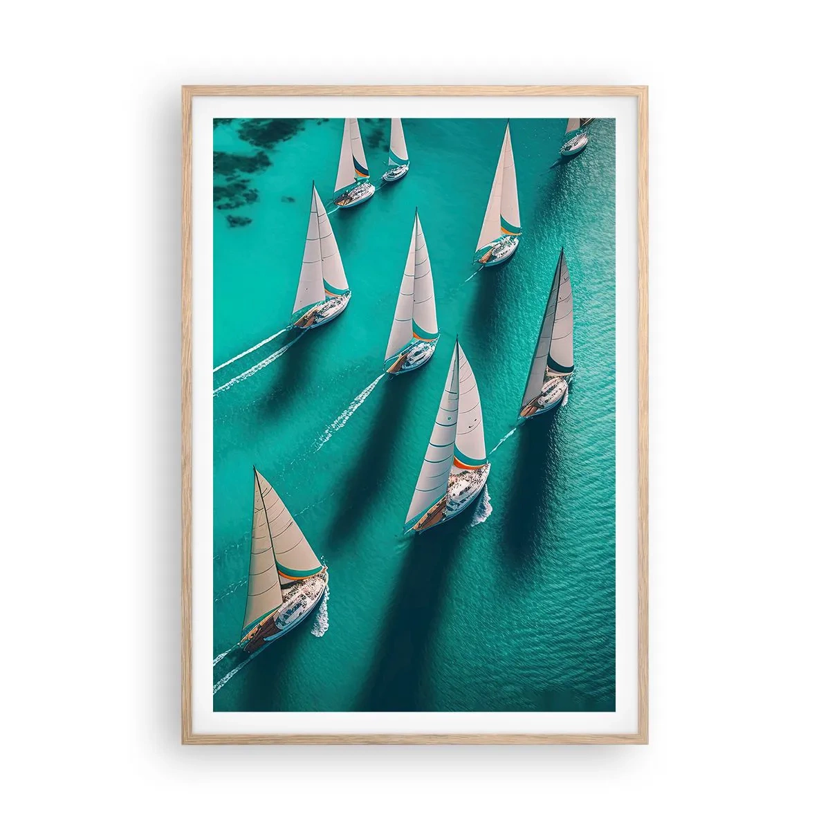 Een poster in een licht eiken lijst - In een wedstrijd met de wind - 70x100 cm