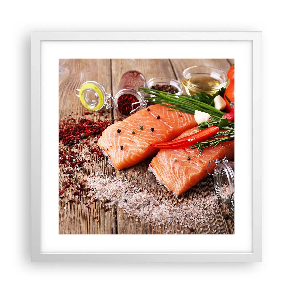 Poster in een witte lijst - Noors avontuur in de keuken - 40x40 cm