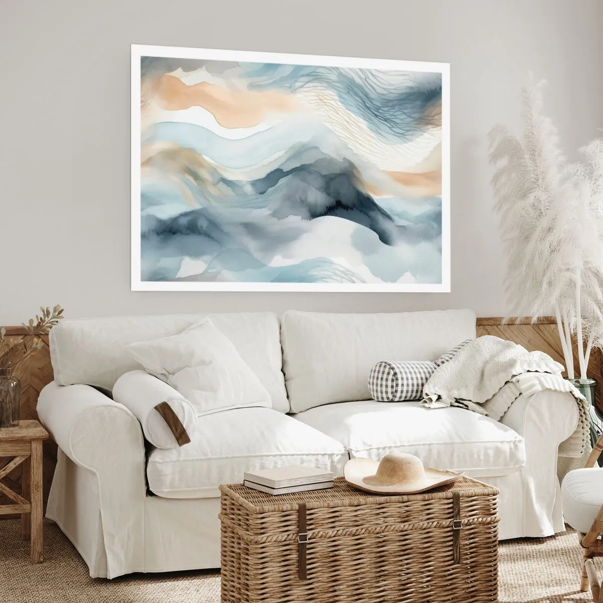 Poster - Besneeuwde en mistige abstractie - 91x61 cm