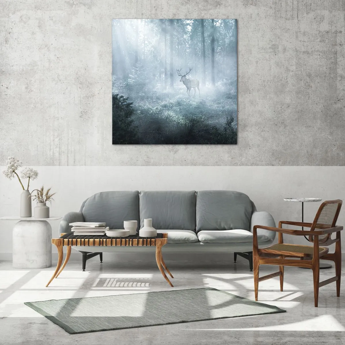 Schilderen op glas - Ochtendbezoek aan het landgoed - 60x60 cm