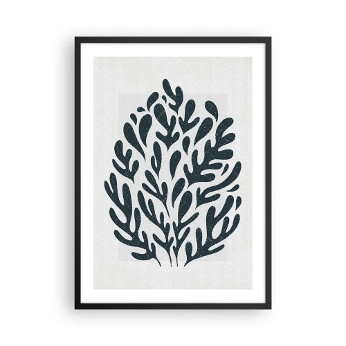 Poster in een zwarte lijst - Zwarte plantencompositie op een lichte achtergrond - 50x70cm - Vormen van de natuur - Moderne wanddecoratie voor woonkamer en slaapkamer ARTTOR