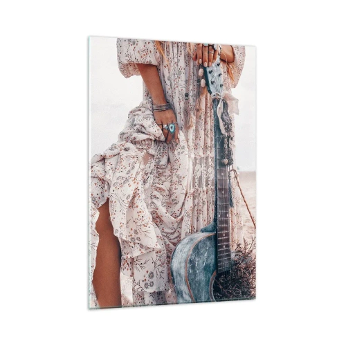 Schilderen op glas - Kinderen bloemen onderweg - 80x120 cm