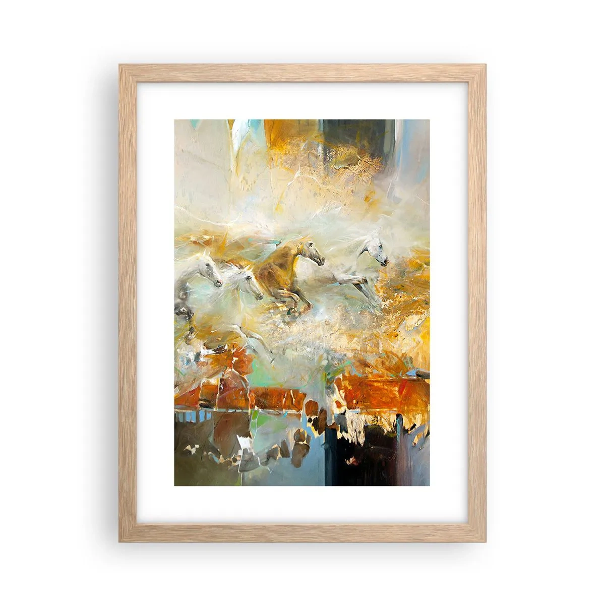 Een poster in een licht eiken lijst - Galopperen door het licht - 30x40 cm
