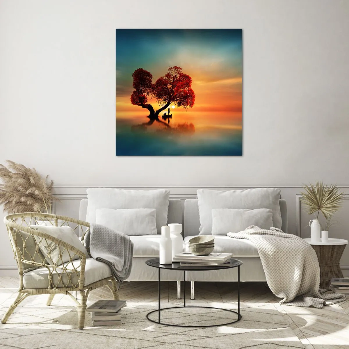 Schilderen op glas - Afstanders en de stilte van de wereldlozen - 60x60 cm