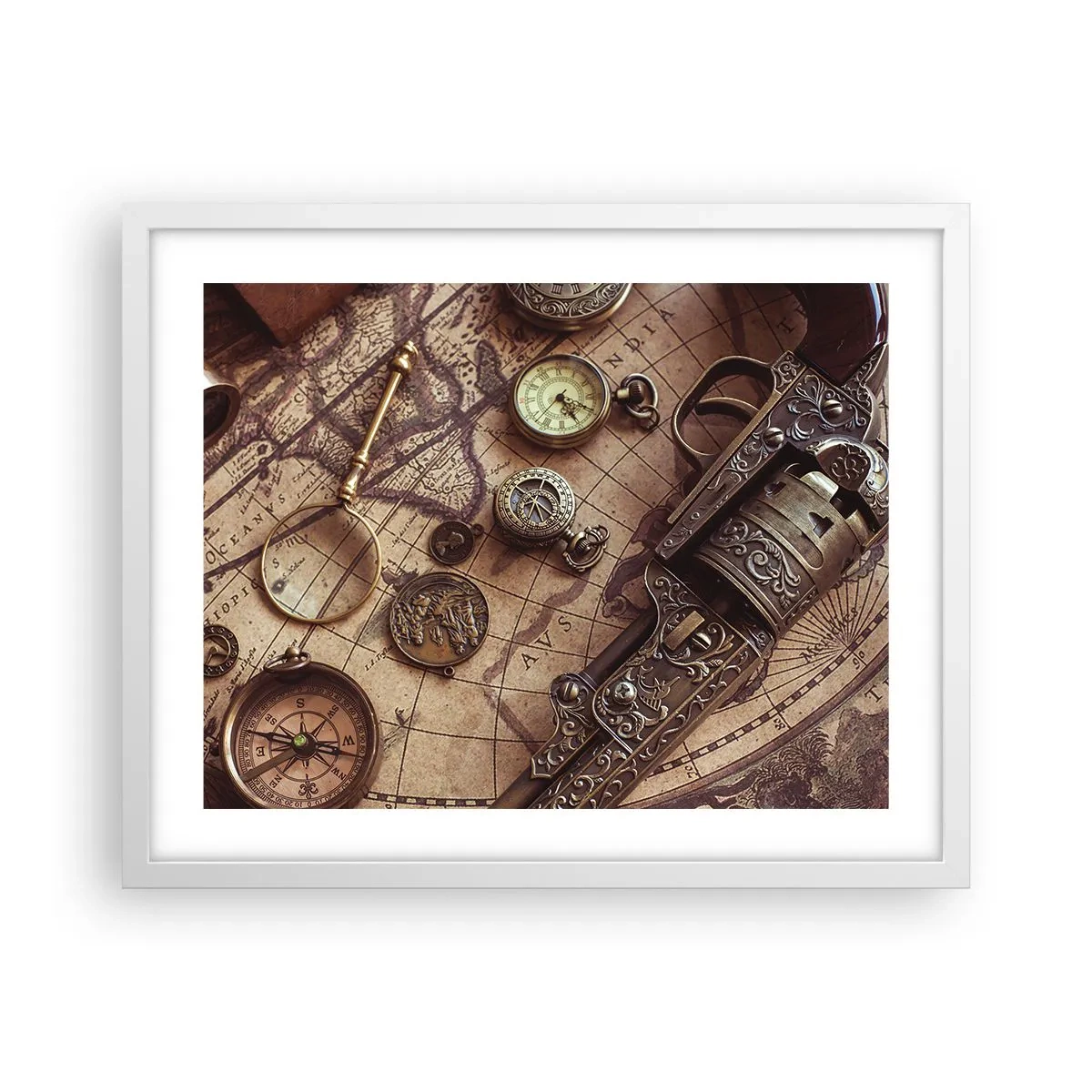 Poster in een witte lijst - Avontuur roept - 50x40 cm