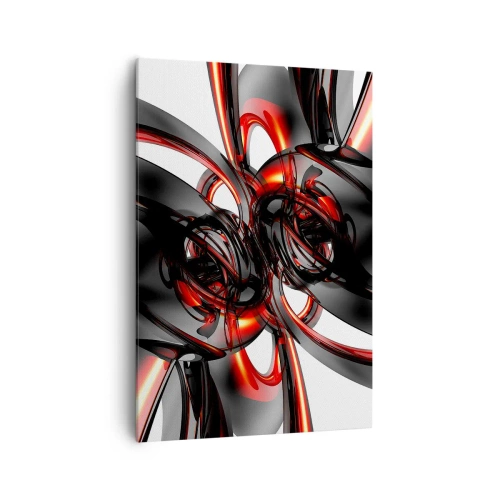 Schilderen op canvas - Beweging in grafiet en rood - 70x100 cm