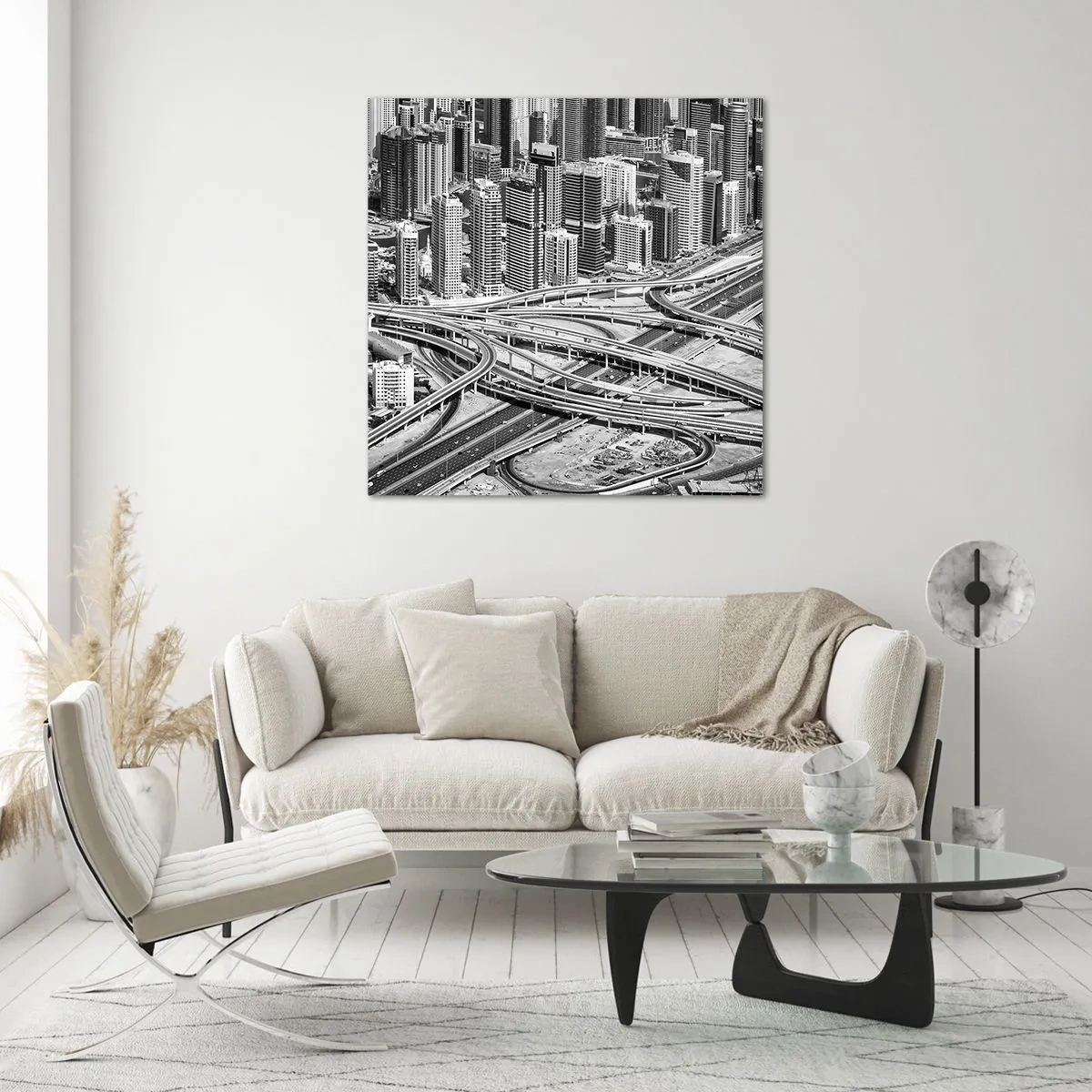 Schilderen op glas - Dubai - de onmogelijke stad - 70x70 cm
