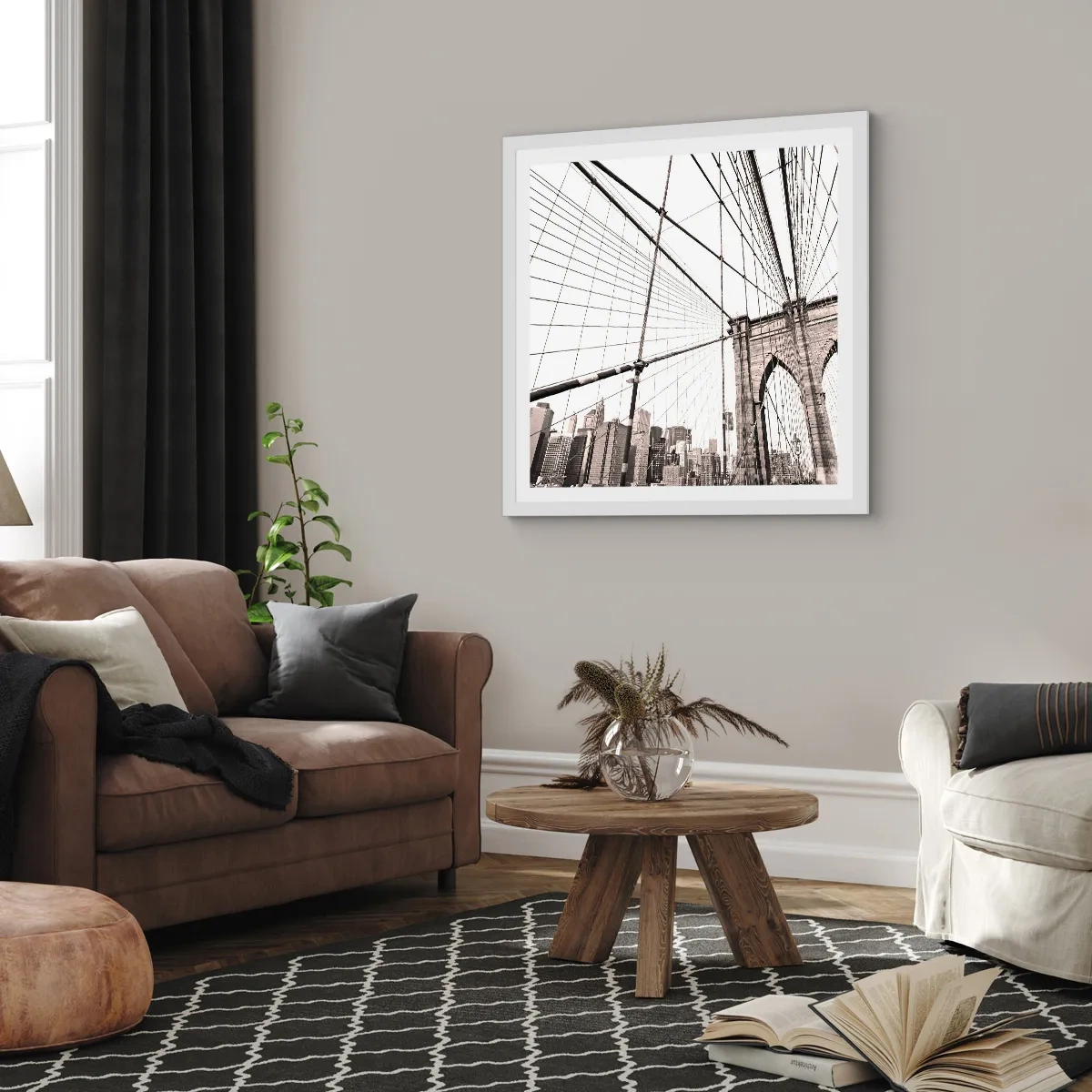 Poster in een witte lijst - Kathedraal van New York - 40x40 cm