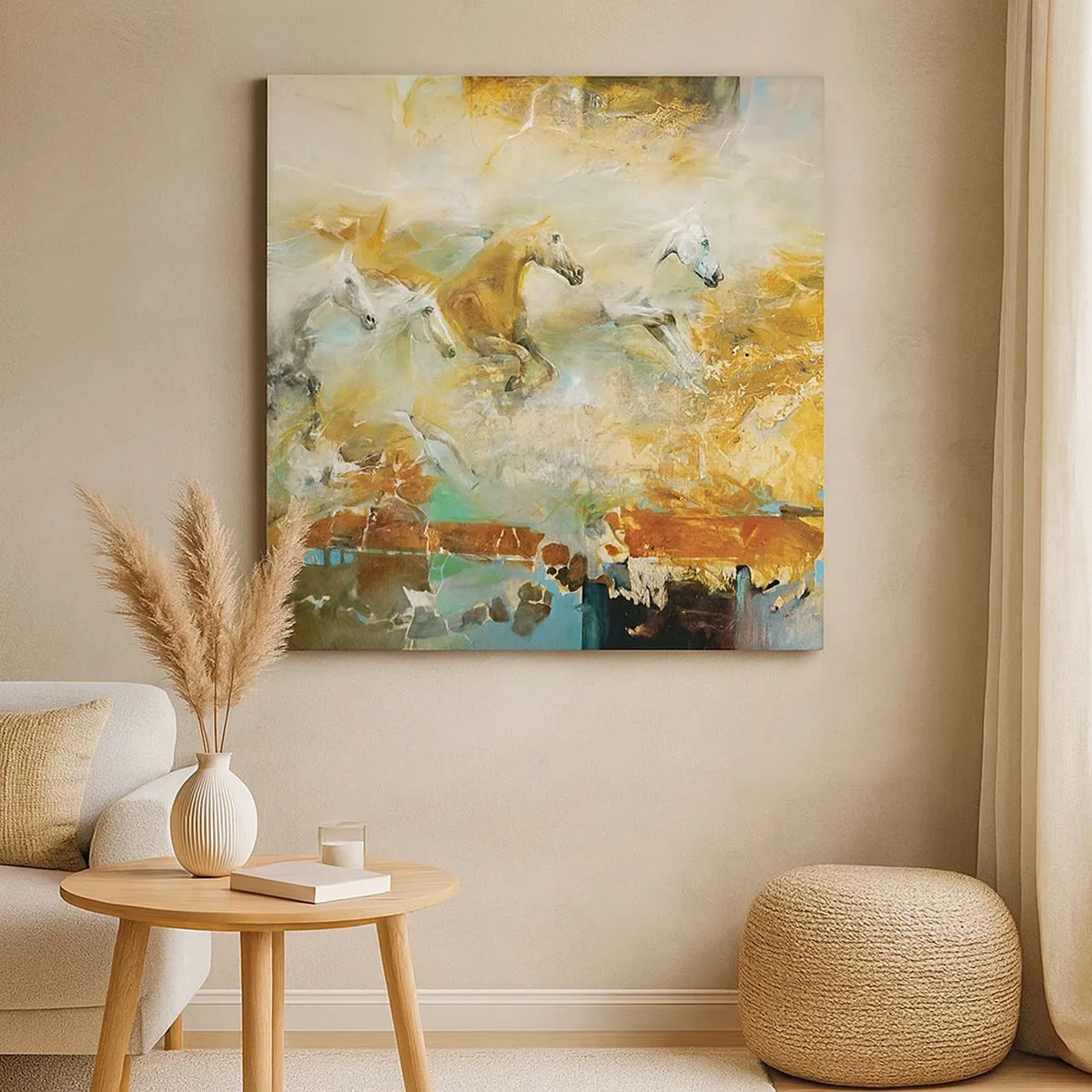 Schilderen op canvas - Galopperen door het licht - 30x30 cm