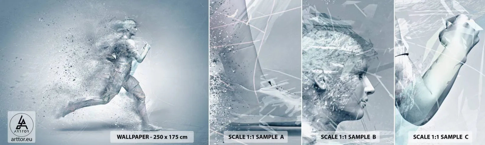 Fotobehang Monster Zelfklevend Deluxe Sticker - Kristalheldere energie - Abstractie, Grafisch, Loper - 100x30 cm