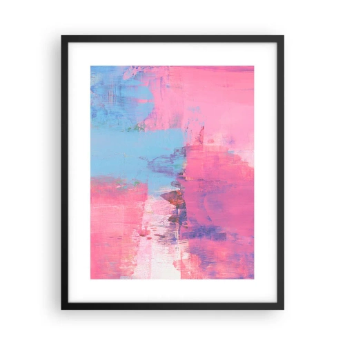 Poster in een zwarte lijst - Roze, blauw en een vleugje licht - 40x50 cm