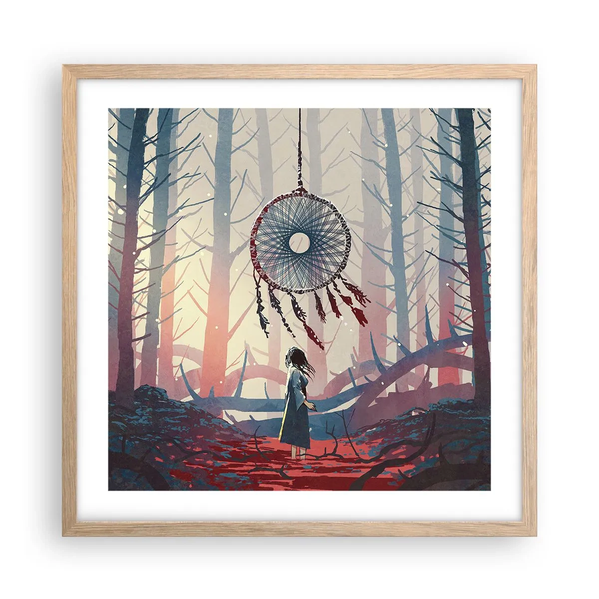 Een poster in een licht eiken lijst - Een geheim ritueel van geluk - 50x50 cm