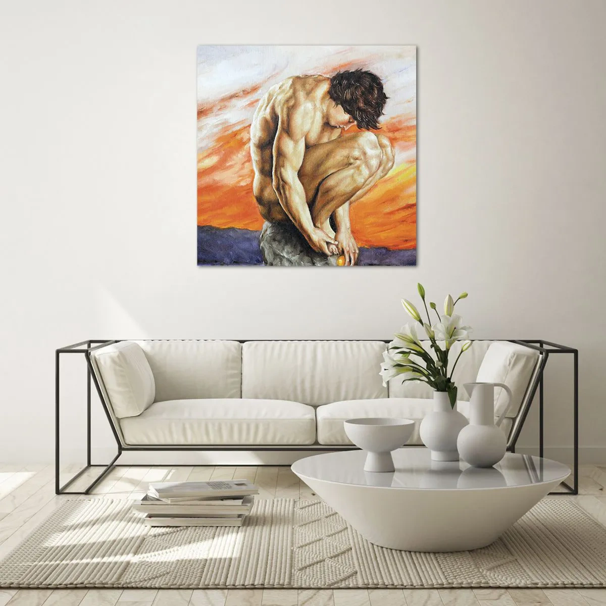 Schilderen op glas - Ondergedompeld in zichzelf - 70x70 cm