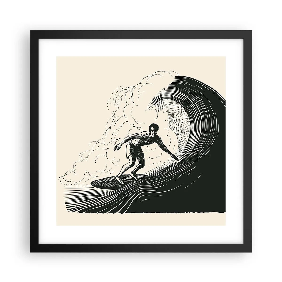 Poster in een zwarte lijst - Koning van de golf - 40x40 cm