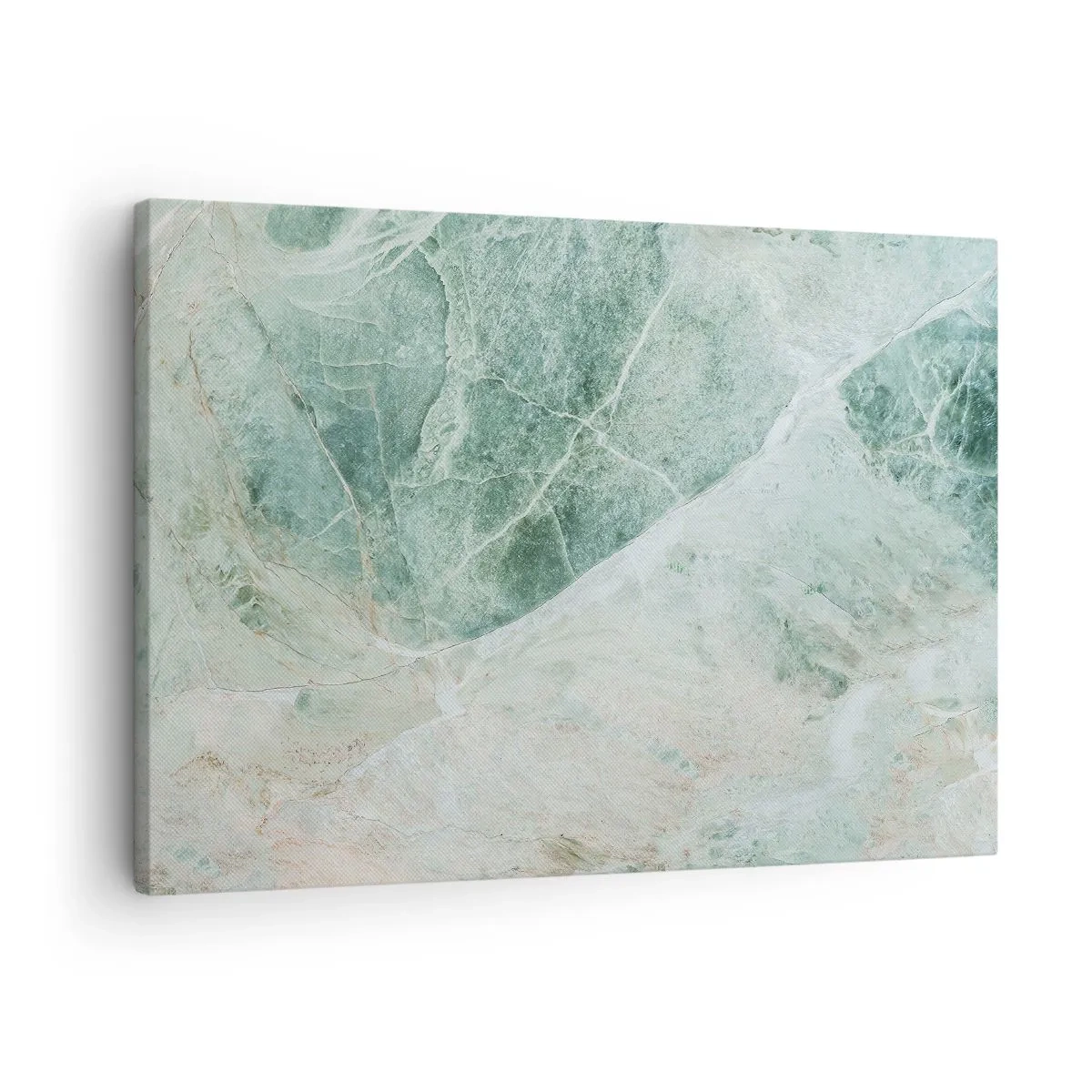 Schilderen op canvas - Groen marmer met fijne witte aderen - 70x50cm - De nobele kou van steen - Moderne wanddecoratie voor woonkamer en slaapkamer ARTTOR