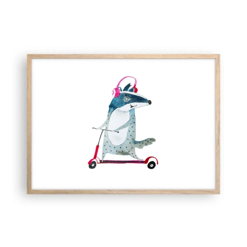 Een poster in een licht eiken lijst - Badger vreugde - 70x50 cm