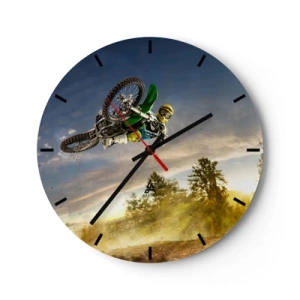 Wandklok - Klok - Motorcross tegen de achtergrond van de ondergaande zon - 30x30cm - Schakel emoties in! - Moderne wanddecoratie voor woonkamer, keuken en slaapkamer ARTTOR