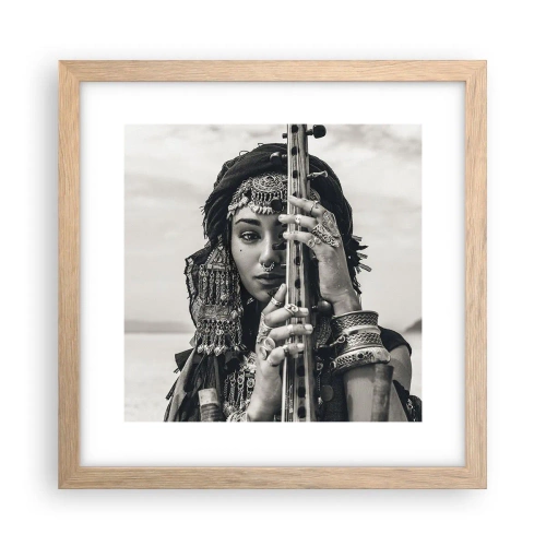 Een poster in een licht eiken lijst - De muziek van het Oosten zelf - 30x30 cm