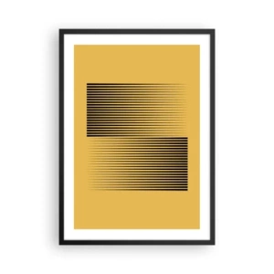 Poster in een zwarte lijst - Een minimalistische compositie van lijnen op een mosterdgele achtergrond. - 50x70cm - Vierkant van tegenpolen - Moderne wanddecoratie voor woonkamer en slaapkamer ARTTOR
