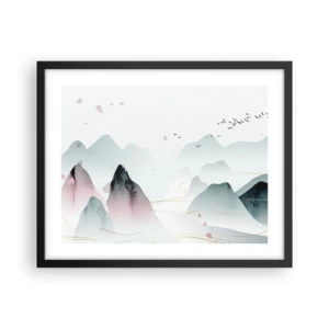 Poster in een zwarte lijst - Over de toppen - 50x40 cm