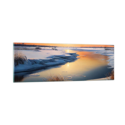 Schilderen op glas - Winterse zonsondergang - 90x30 cm