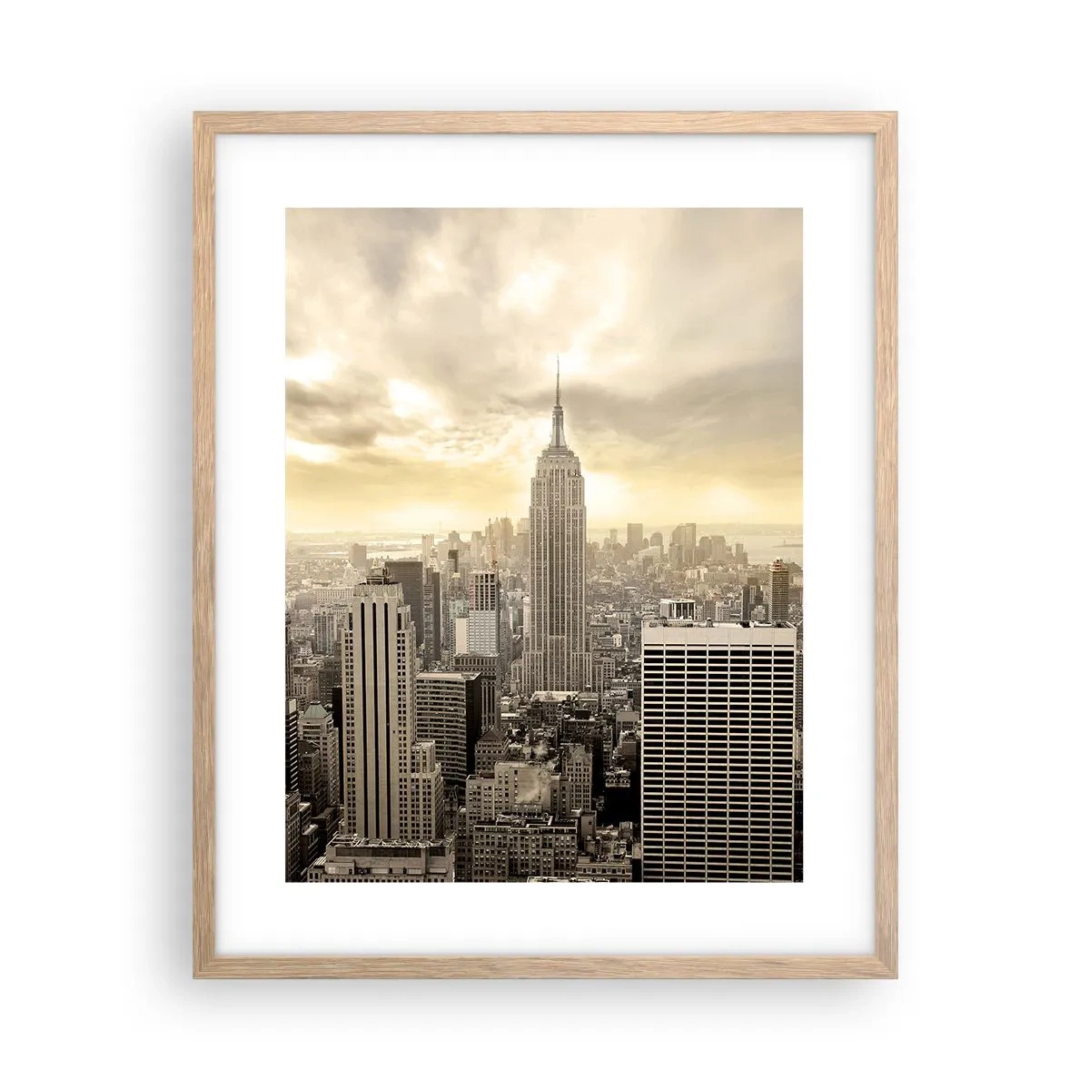 Een poster in een licht eiken lijst - New York geweven van grijs - 40x50 cm