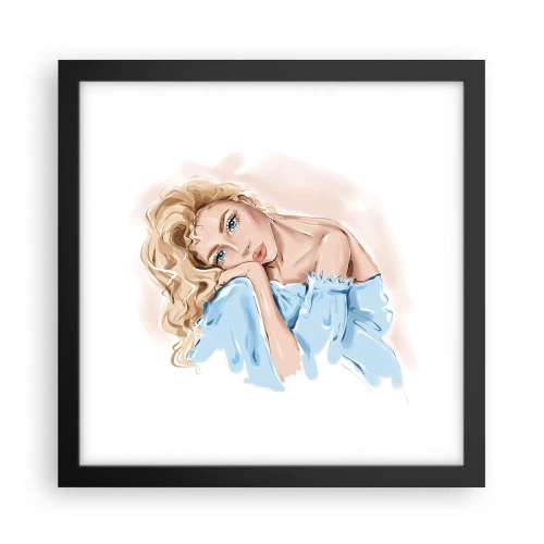 Poster in een zwarte lijst - Dromerig in het blauw - 30x30 cm