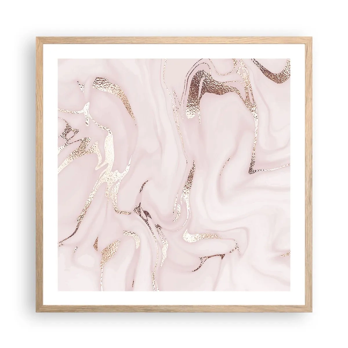 Een poster in een licht eiken lijst - In een roze sjaal - 60x60 cm