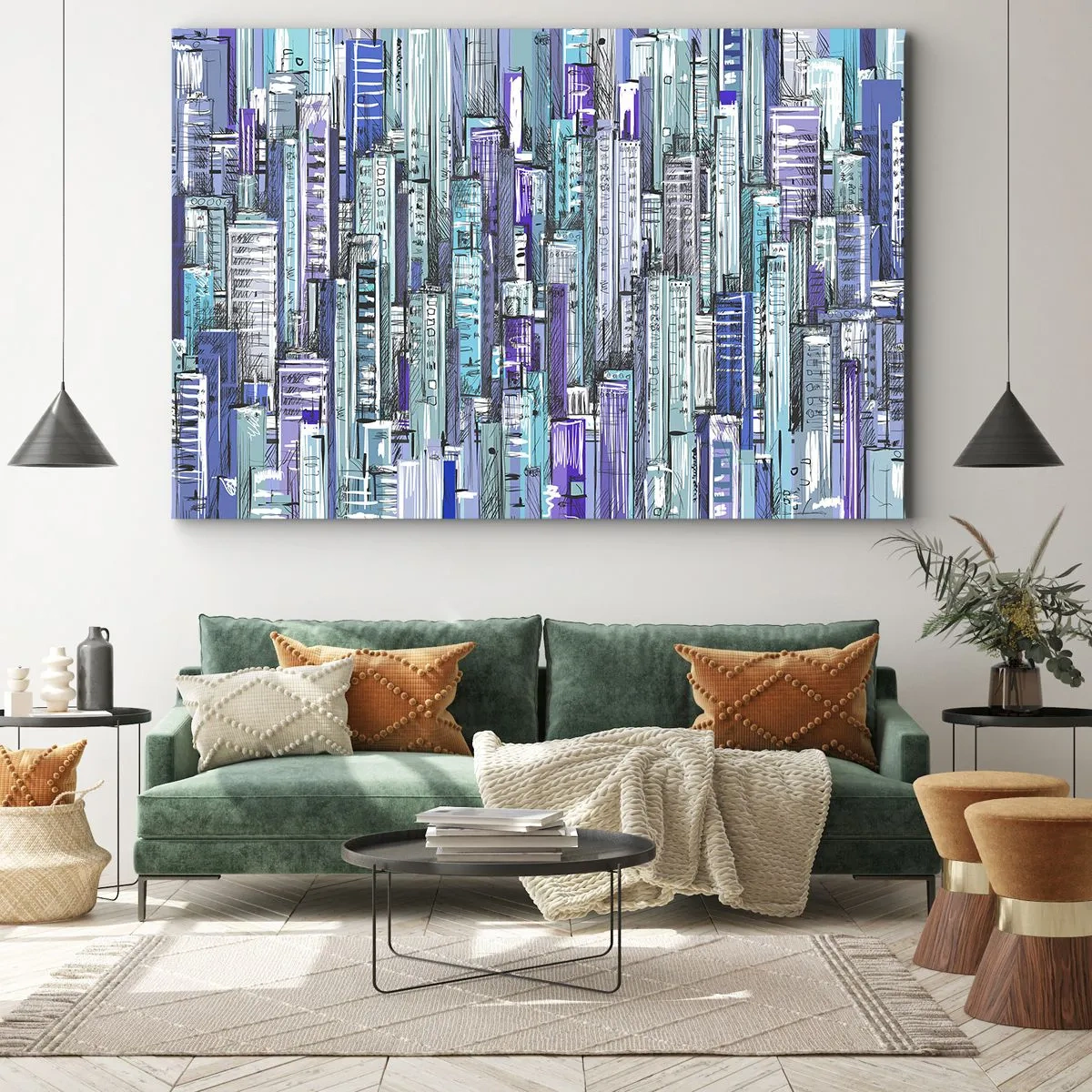 Schilderen op canvas - Blauwachtig van de hemel - 120x80 cm
