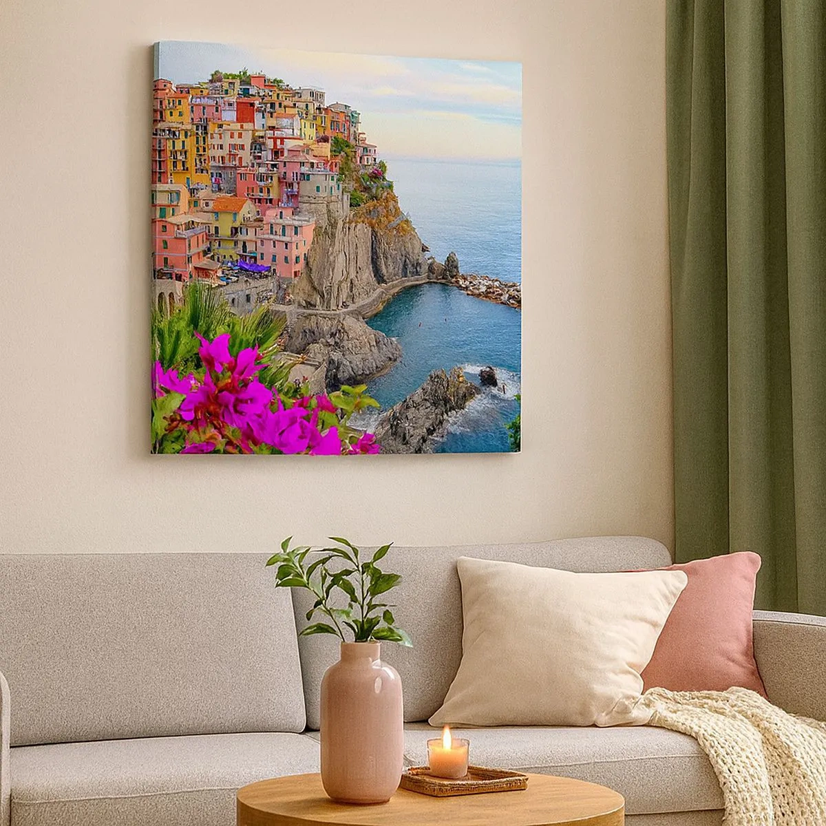 Schilderen op canvas - Lachende stad - 30x30 cm