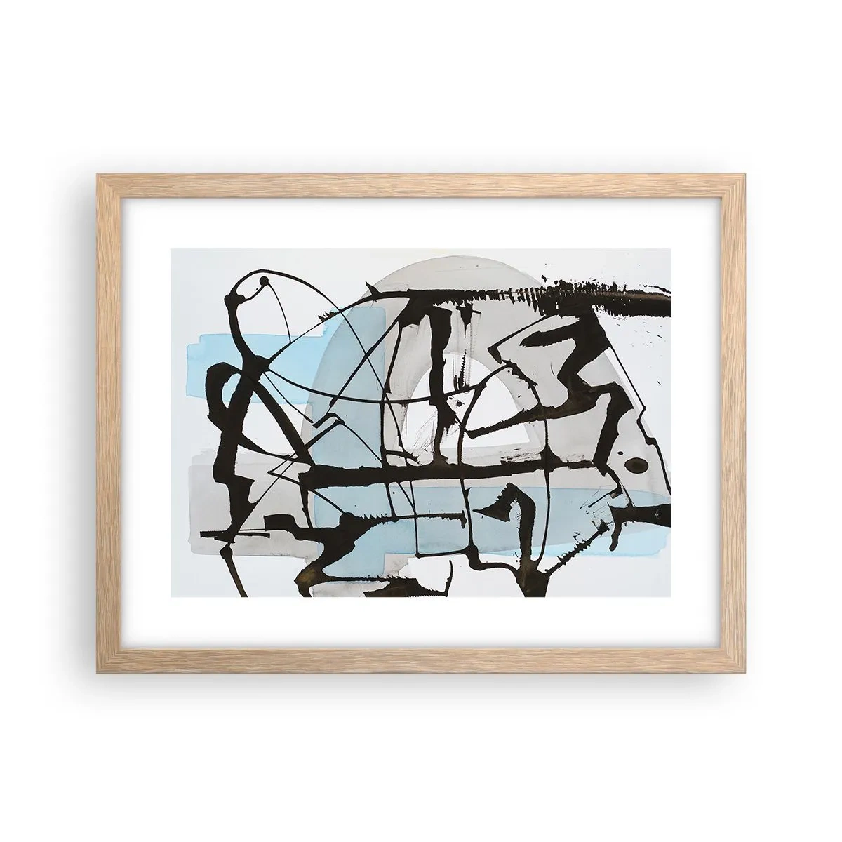 Een poster in een licht eiken lijst - Toch blauw - 40x30 cm