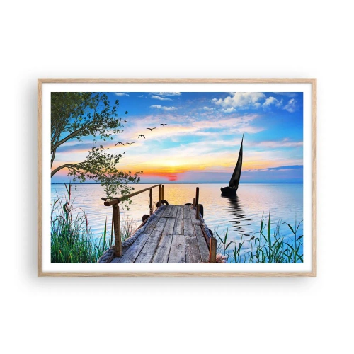 Een poster in een licht eiken lijst - Goedeavond - 100x70 cm