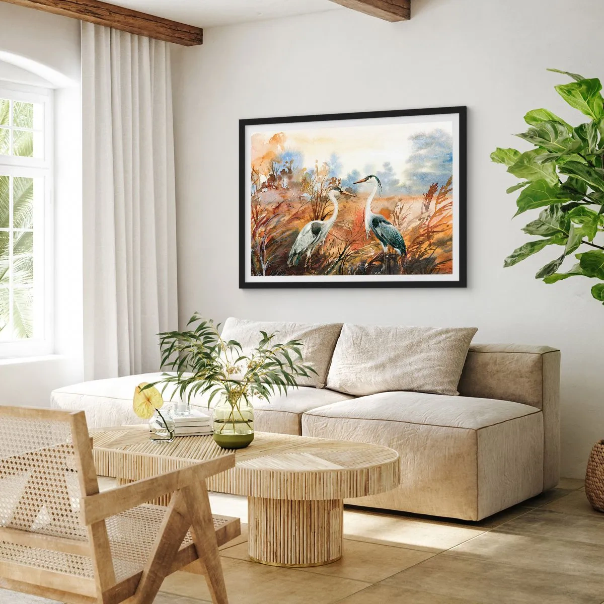 Poster in een zwarte lijst - Waarheen in de herfst? - 91x61 cm