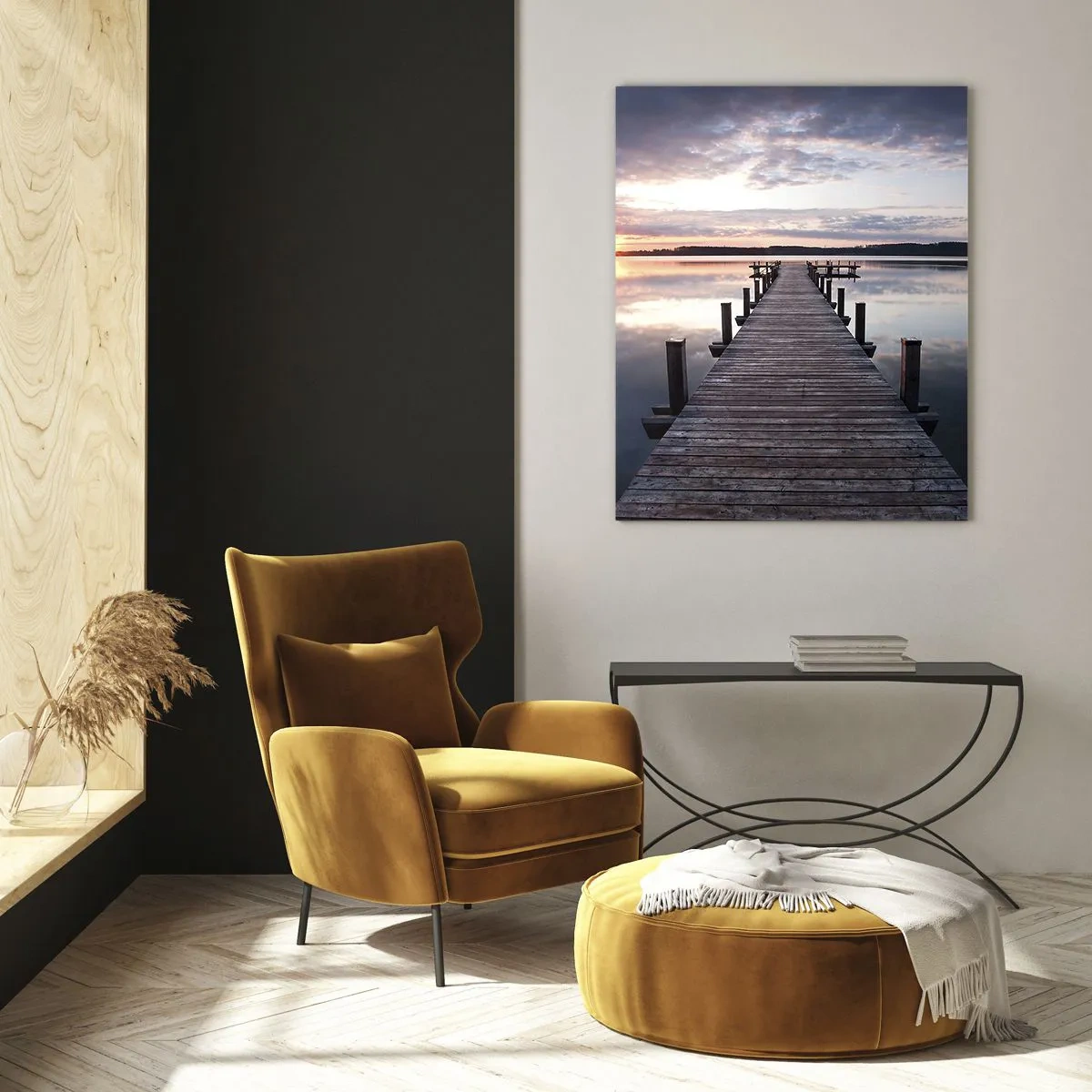 Schilderen op glas - Een rustige grens tussen dag en nacht - 50x70 cm