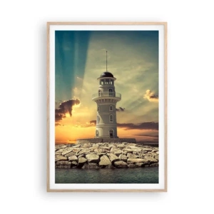 Een poster in een licht eiken lijst - Licht - Goed - Schoonheid - 70x100 cm