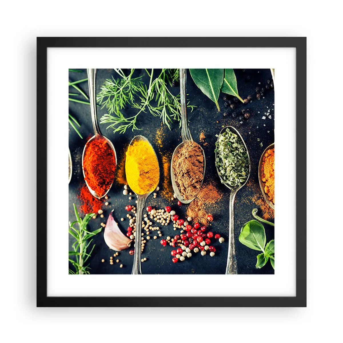 Poster in een zwarte lijst - Culinaire magie - 40x40 cm