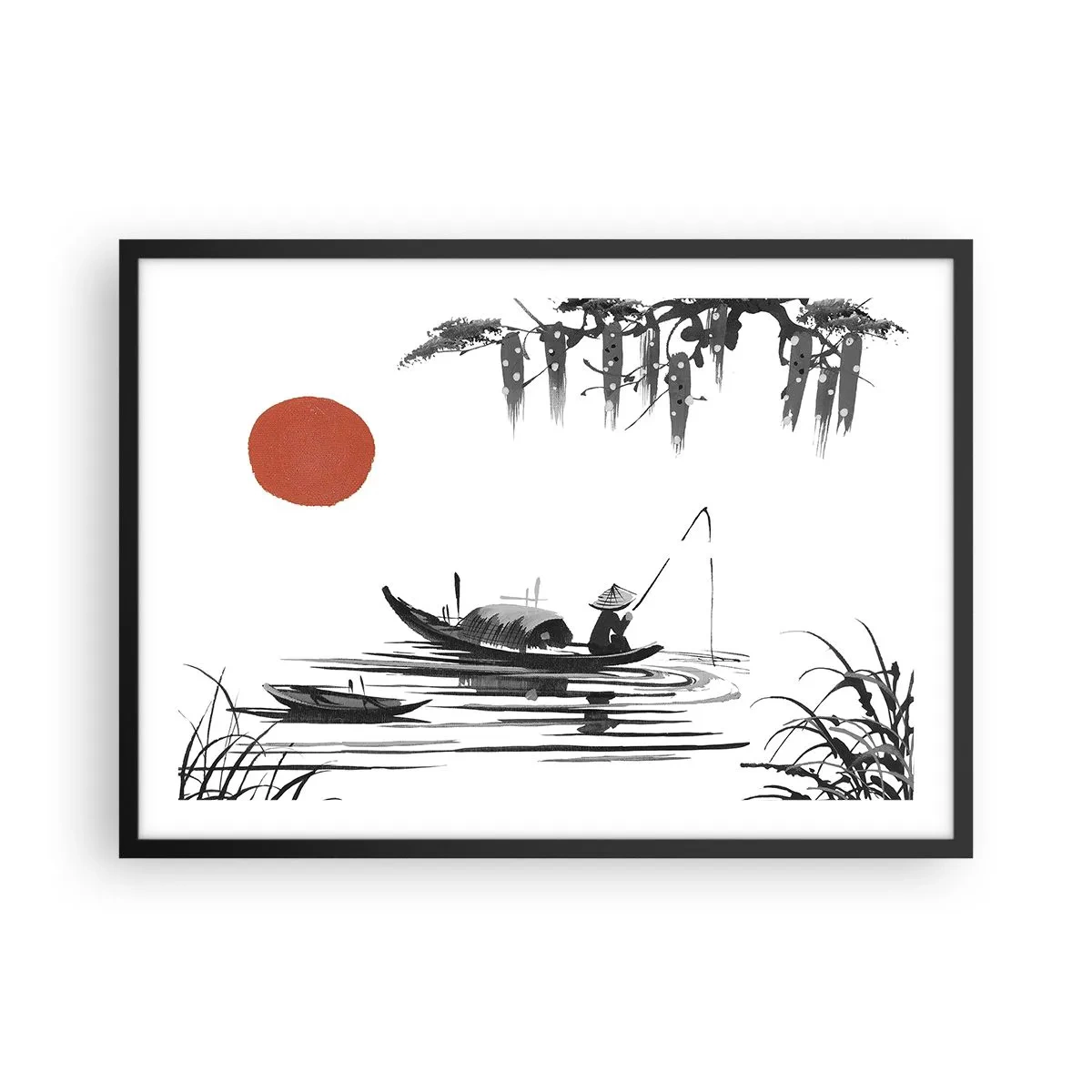 Poster in een zwarte lijst - Aziatische middag - 70x50 cm