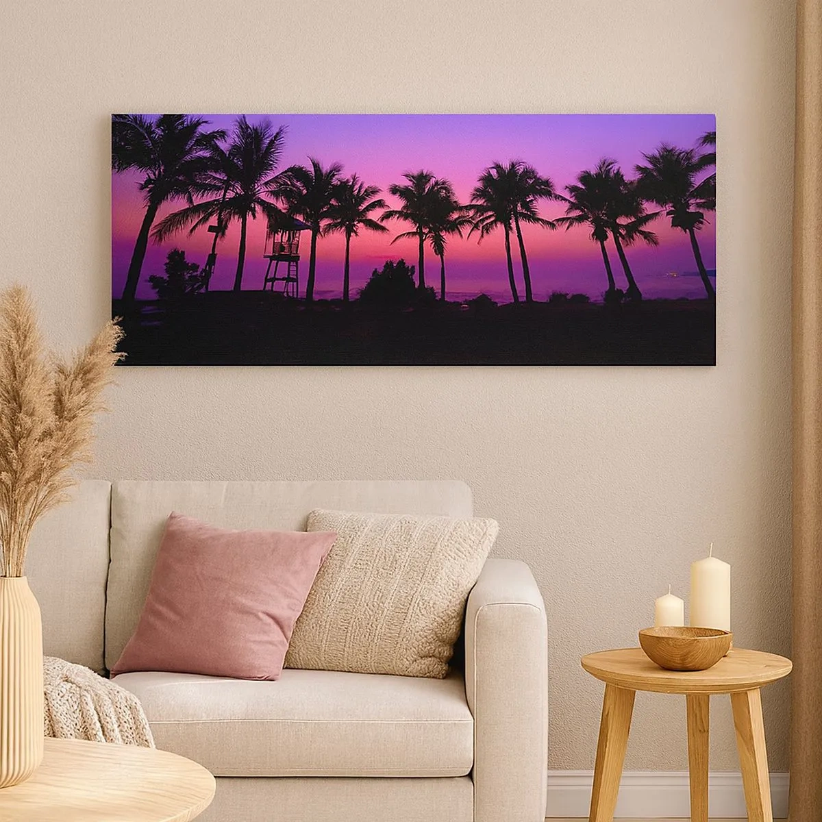Schilderen op canvas - Avond onder de palmbomen - 100x40 cm