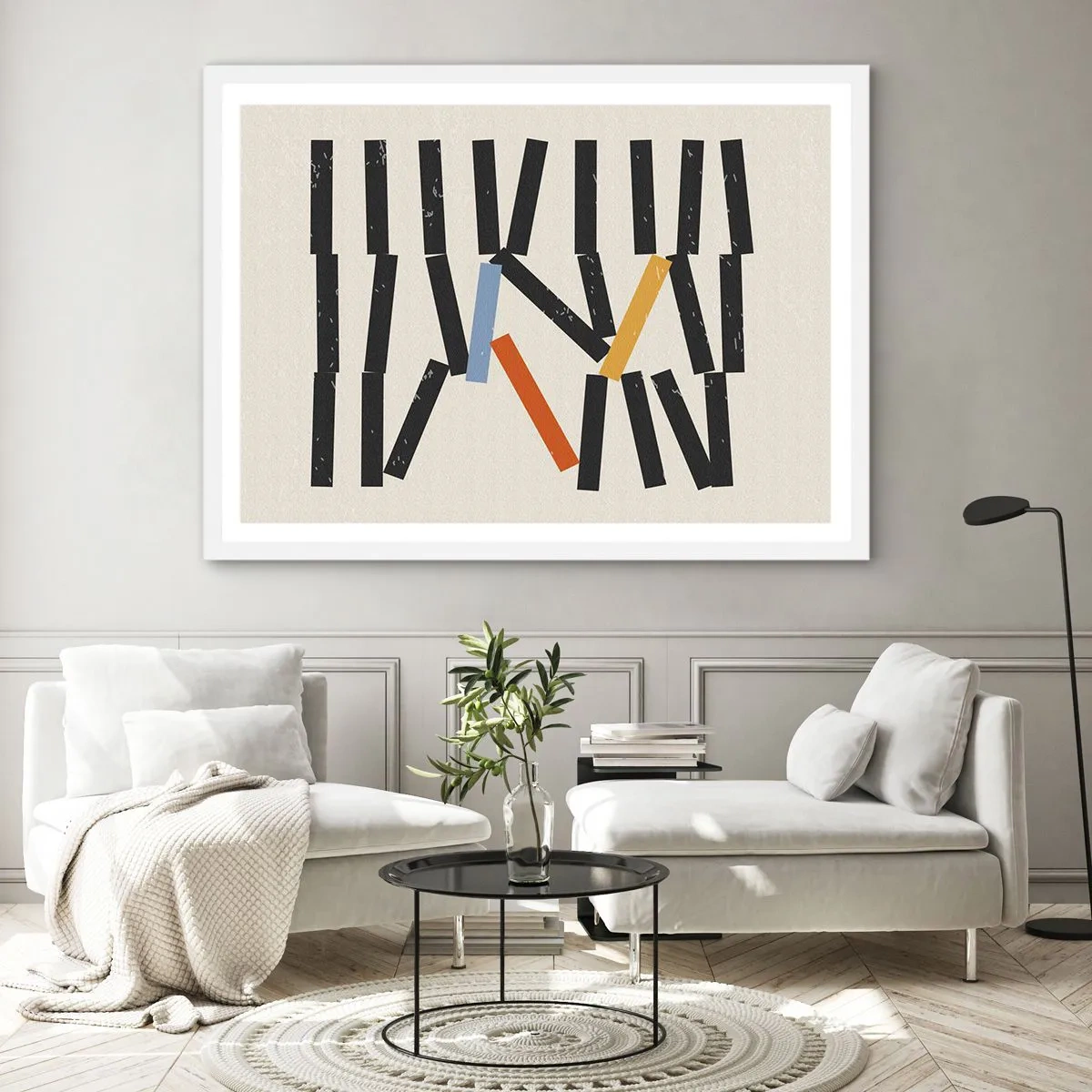 Poster in een witte lijst - Domino – compositie - 50x40 cm