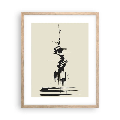 Een poster in een licht eiken lijst - Overhaaste abstractie - 40x50 cm